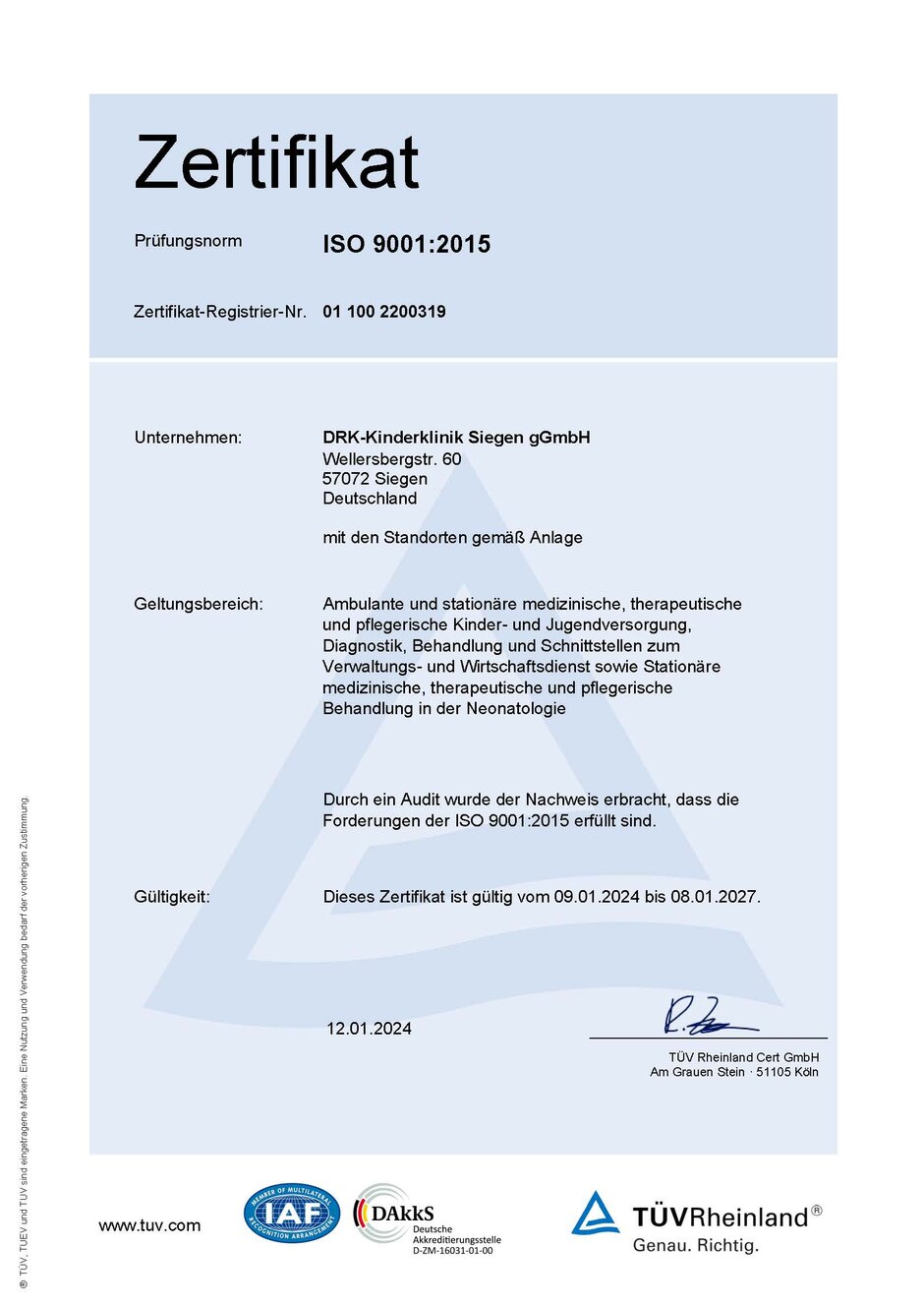 Zertifikat ISO 9001
