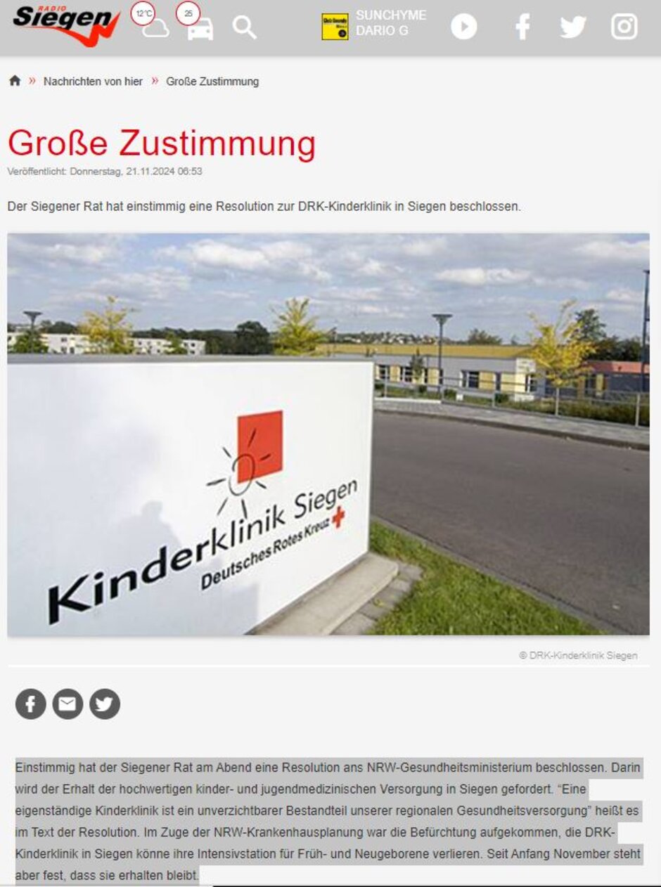 Die DRK Kinderklinik im Radio